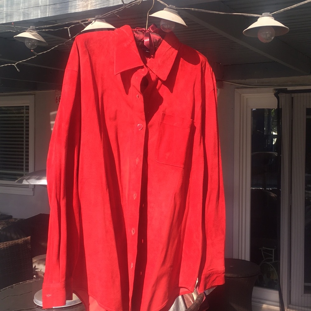 Red suede shirt